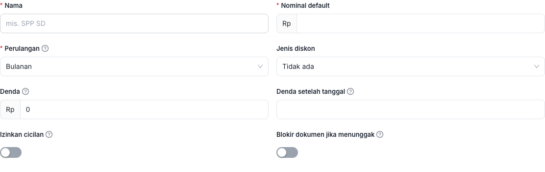 Form jenis pembayaran baru.